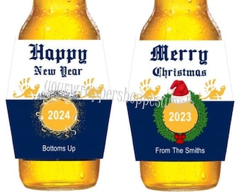 Custom Corona Beer Labels ~ Christmas New Years Eve ~ The Perfect Holiday Gift or Party Favors Printed and Shipped Waterproof Vinyl