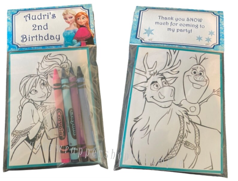 FROZEN Coloring Pages Party Favors Bags and Toppers - Etsy