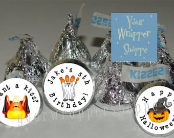 108 Personalized Halloween Party Favors Kiss Labels Stickers Supplies