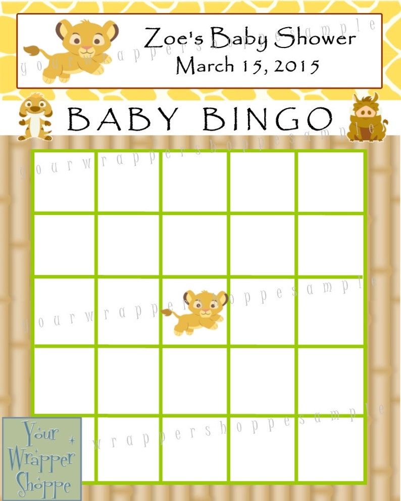 Lion King Baby Shower Bingo Game DIGITAL FILE Printable U | Etsy