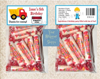 Construction Tractors Dump Trucks  Bags and Toppers Personalized Custom Party Favors