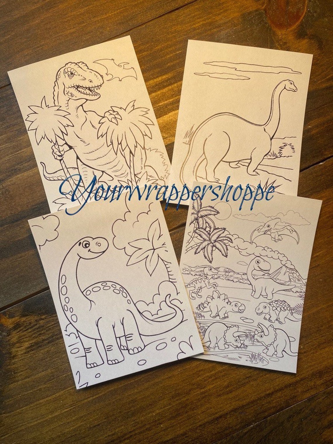 Girl Dinosaur Coloring Pages Party Favors Bags and Toppers Etsy