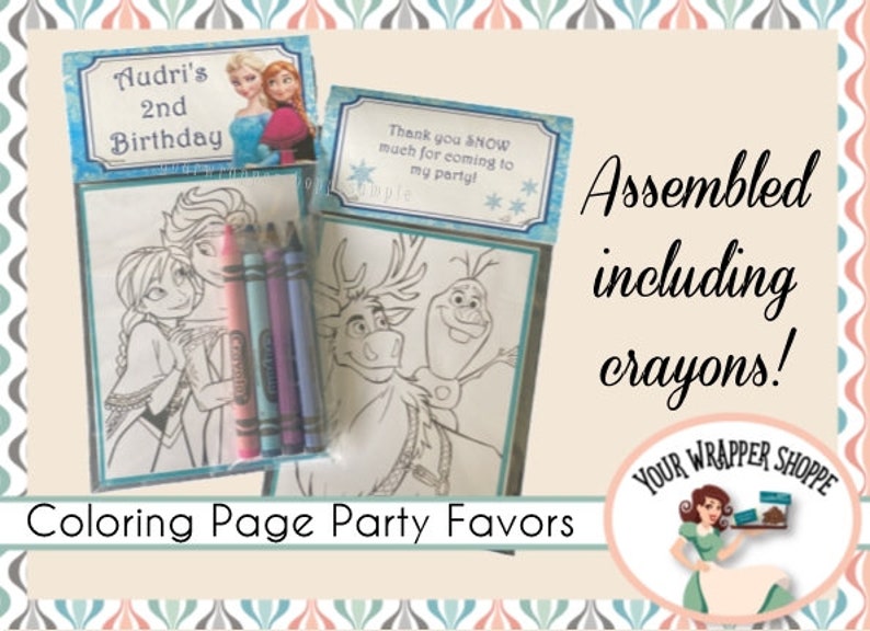 FROZEN Coloring Pages Party Favors Bags and Toppers - Etsy