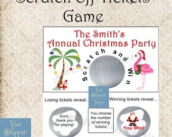 Christmas Santa Tropical Paradise Beach Game Scratch off Tickets Game Personalized Party Favors
