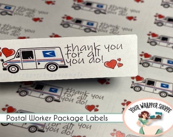 Postal Workers Appreciation Package Labels Thank you Sticker Sheets