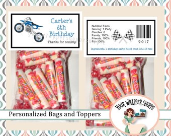 Dirt Bike Bags and Toppers Personalized Custom Party Favors