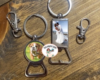 Personalized Metal beer bottle photo keychain