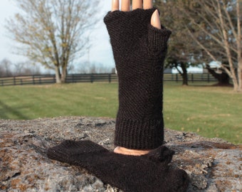 Black Alpaca Fingerless Gloves, Alpaca Gloves, Alpaca Mittens, Black Mittens, Natural Color, Farm Raised, Women's Gloves, Gift for Her