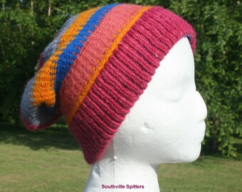 Pink and Multi Colored Alpaca Hat Hand Knit