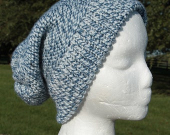 Blue and White Wool Hat, Women's Wool Hat, Gift for Her, Men's Wool Hat, Hand Knit, Blue and White Cap, Wool Cap, Winter Hat, Sale