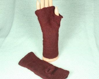 Maroon Alpaca Gloves, Alpaca Fingerless Gloves, Alpaca Mittens, Dark Red Gloves, Gift for Her, Women's Gloves, Hand Knit Gloves, Farm Raised