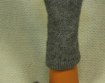 Gray Alpaca Fingerless Gloves, Gift for Her, Alpaca Fingerless Mittens, Natural Color, Farm Raised