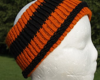 Orange and Black Ear Warmers, Alpaca Ear Warmers, Orange and Black Headband, Alpaca Headband, Gift for Her, Winter Headband