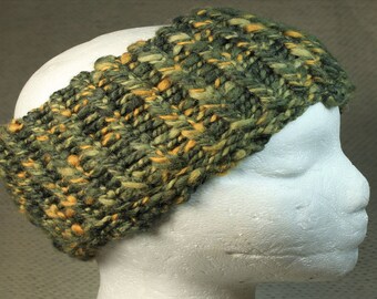 Green and Yellow Headband, Green and Yellow Ear Warmers, Wool Headband