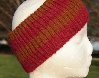 Red and Brown Ear Warmers, Alpaca Ear Warmers, Red and Brown Headband, Gift for Her, Alpaca Headband, Urban Turban