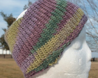 Green and Purple Ear Warmers, Green and Purple Headband, Wool Ear Warmers