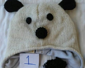 Wool Animal Hats Fleece Lined One Size Fits All Hand Knit Ear Flaps