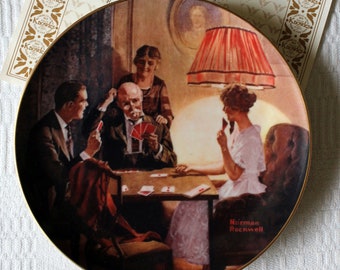 Norman Rockwell Decorative Plate, This is the Room That Light Made. Card Game in the Parlour. Edwin M Knowles China
