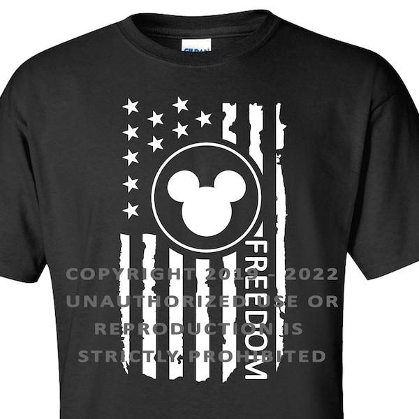 Mickey Freedom Flag Circle T-Shirt, Disney Shirt for Family Vacation,  Patriotic USA American Honor Disneyland Walt Disney World
