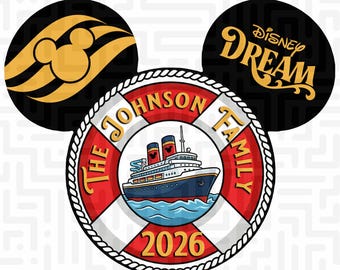 Imán para puerta de crucero Disney personalizado premium / Diseño de barco salvavidas familiar personalizado / Neodimio resistente a rayones / Elección de 6 barcos