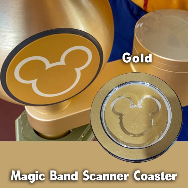 Magic Band Scanner Drink Coaster Pressure Sensitive Chasing Lights Gold Silver Walt Disney World Mickey LighteningLED RGB Coaster Black Base