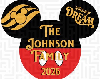 Letrero personalizado para camarote familiar / Imán resistente para puerta de crucero de Disney / Decoración clásica de Mickey DCL 2026 / Recuerdo del barco del tesoro