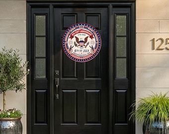 Colgante para puerta del Día de la Independencia del 4 de julio, Letrero del 250 aniversario de EE. UU., Decoración del semiquincentenario de Estados Unidos, Corona patriótica del águila 1776-2026