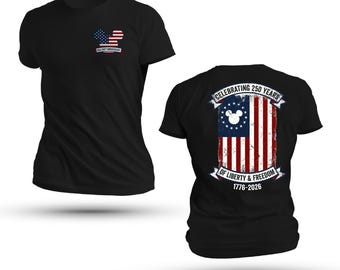 Camiseta del 250.º aniversario de EE. UU. 2026 / Camiseta patriótica con cabeza de Mickey / Semiquinto centenario 1776-2026 / Viaje a Disney el 4 de julio / Estampado frontal y posterior