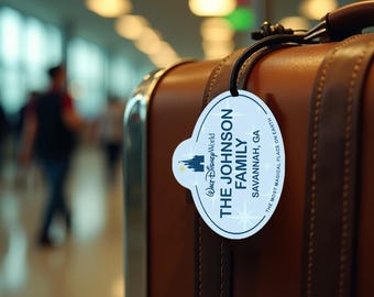 Etiqueta personalizada para mochila de equipaje Disney, etiqueta para patinete, letrero de identificación familiar personalizado, etiqueta para cochecito Disney esencial para unas vacaciones mágicas