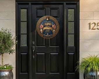 Colgante de puerta del 250 aniversario de EE. UU., decoración para el porche del semiquincentenario de Estados Unidos, letrero redondo patriótico 1776-2026, 250 años de libertad. Arte patrimonial.