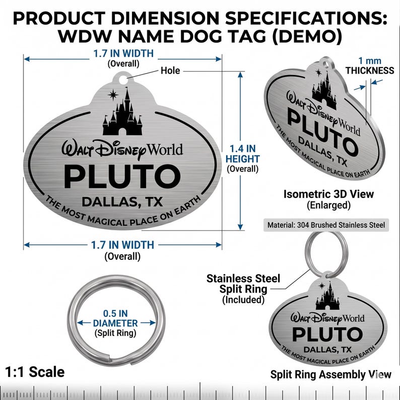 Cast Member Tag, Custom Pet Tag, Disney Pet ID Tag, Disney Dog Tag, Stainless Steel Tag, Theme Park Tag, Personalized Dog Tag, Engraved Pet ID, Magic Kingdom Tag, Disney Name Tag, Safe Metal Dog Tag, Cute Cat ID Tag, Custom Pet Gift, cast member pet tag, disney world dog tag, disney inspired pet tag, theme park cast member badge, stainless steel pet id, durable chew proof dog tag, personalized disney name badge, wdw cast member tag pet, disney cat tag, pluto name tag