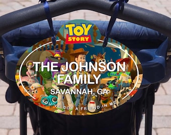 Etiqueta personalizada para cochecito de "Toy Story": Letrero familiar personalizado