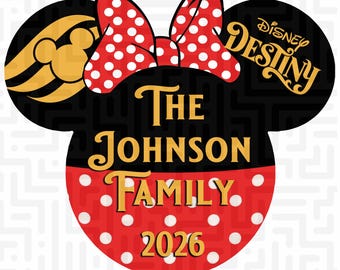 Letrero personalizado de Minnie Bow para camarote / Imán resistente para puerta DCL / Decoración familiar de lunares 2026 / Recuerdo del barco Destiny