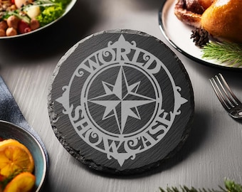 EPCOT World Showcase Slate Coaster Set, Disney-Inspired Drink Coasters