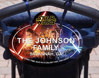Etiqueta personalizada para cochecito de Star Wars: un recuerdo familiar personalizado