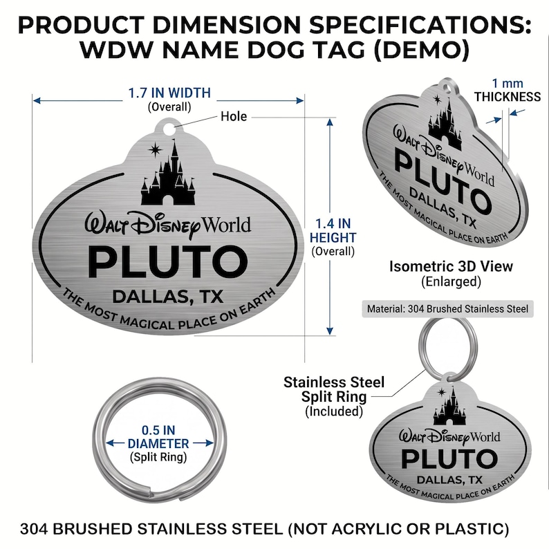 Cast Member Tag, Custom Pet Tag, Disney Pet ID Tag, Disney Dog Tag, Stainless Steel Tag, Theme Park Tag, Personalized Dog Tag, Engraved Pet ID, Magic Kingdom Tag, Disney Name Tag, Safe Metal Dog Tag, Cute Cat ID Tag, Custom Pet Gift, cast member pet tag, disney world dog tag, disney inspired pet tag, theme park cast member badge, stainless steel pet id, durable chew proof dog tag, personalized disney name badge, wdw cast member tag pet, disney cat tag, pluto name tag