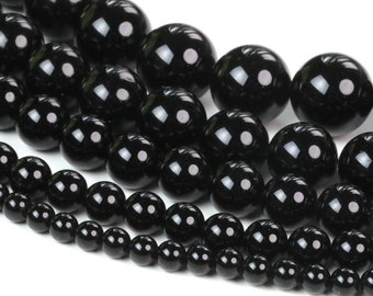 Schwarze Onyx gefärbte Grade A Edelstein Perlen 4mm, 6mm, 8mm, 10mm, 12mm Vollstrang Runde Lose Perlen 15,5"