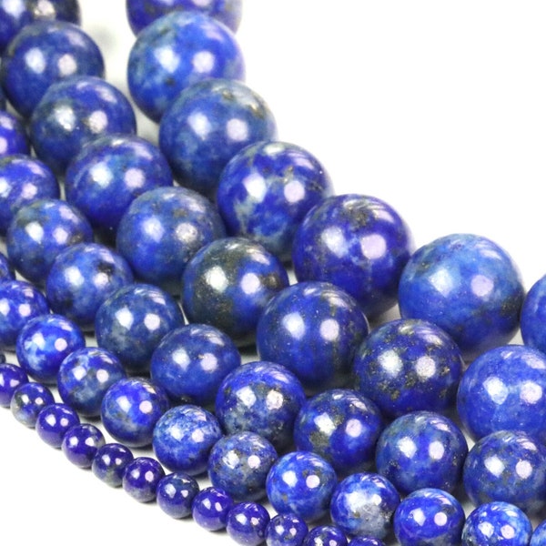 Blue Lapis Lazuli Grade A Gemstone Beads 4mm, 6mm, 8mm, 10mm, 12mm Afghanistan Genuine Natural Full Strand Round Loose Beads 15.5"