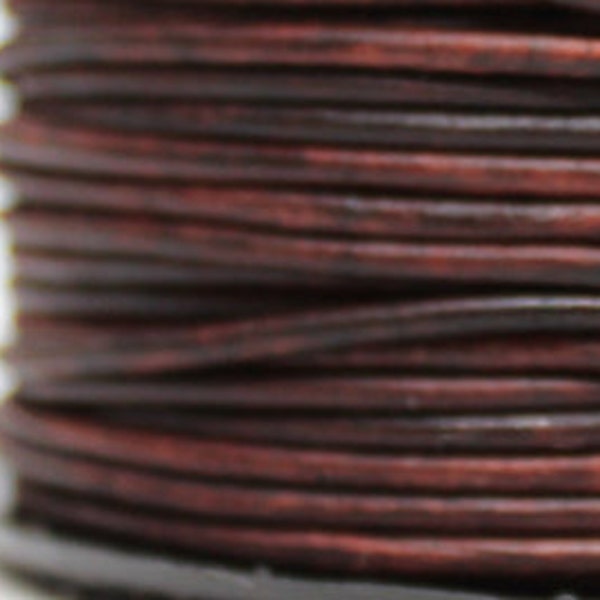 1.5MM Natural Antique Brown RoundGenuine Leather Cord  (1 yard, 10 yards, 55 yards) (1m, 10m, 50m) Premium Leather
