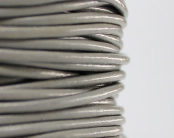 10 Meters of 2MM Smoke Grey Gray Round Genuine Leather Cord Lace (10 yards) (10m)