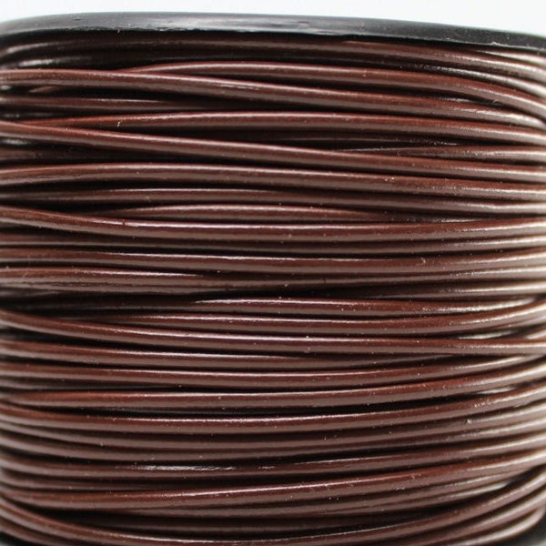 1.5MM Chocolate Brown Round Genuine Leather Cord (1 yard, 10 yards, 50 yards) (1m, 10m, 50m) Roll Spool Premium Leather