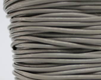 1 Yard // 3 Feet of 2MM Smoke Grey Gray Round Genuine Leather Cord