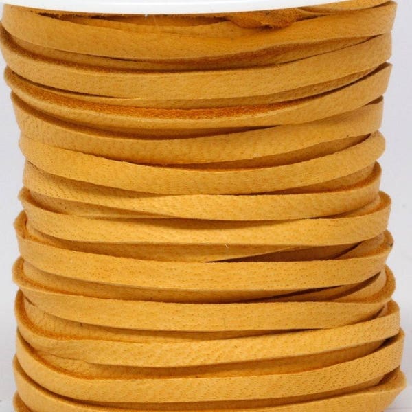 1/8 Inch 3MM Spool of Gold Deerskin Leather Lace 50ft Deer Roll Lacing String Cord Craft Supplies Necklace Bracelet Wraps Fringe