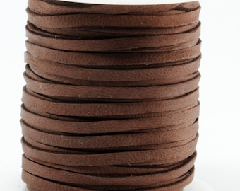 Caramel Brown Leather Lace Cord 1/8 Inch Wide for Making Necklaces Bracelets 