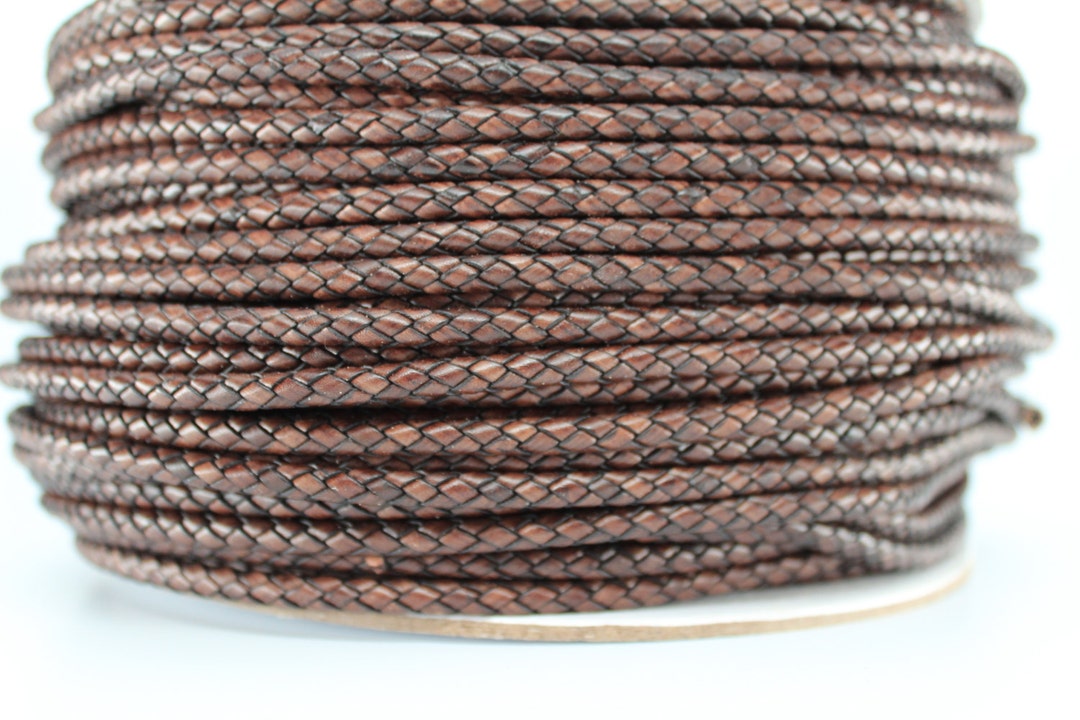 10.9 Yard Brown Braided Cord 5mm Flat Braided Leather Cord Folded