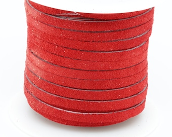 25 Yard / 75 Feet Spool of 5MM Red Leather Suede Lace