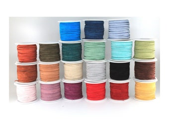 3MM Genuine Suede Lace Leather Cord By The Yard Or Spool 20+ Colors And Growing 1 yard 5 yards 10 yards 25 yards