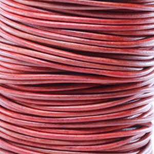 10 metros de renda de couro redondo premium vermelho natural de 3 mm (10 jardas) (10 m)