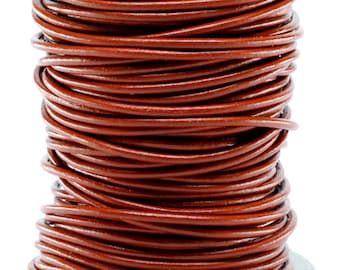 50 Meter Spool of 3MM Saddle Brown Premium Round Leather Cord Lace (50 Yards) (50m)