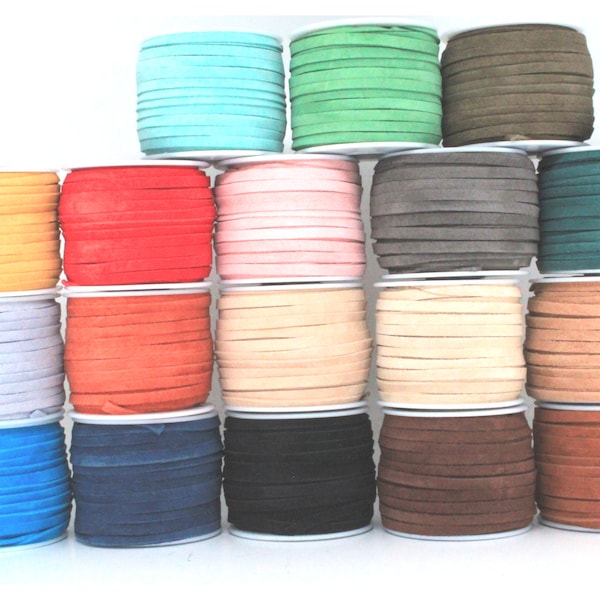 5MM Genuine Suede Lace Leather Cord By The Yard Or Spool 20+ Colors And Growing 1 yard 5 yards 10 yards 25 yards